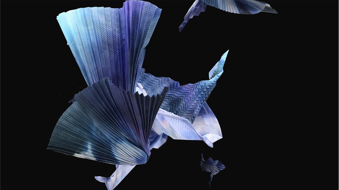 Close up of delicate folded paper textures and shadows