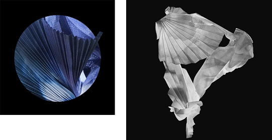 Paper sculpture illuminated with soft light revealing its subtle textures