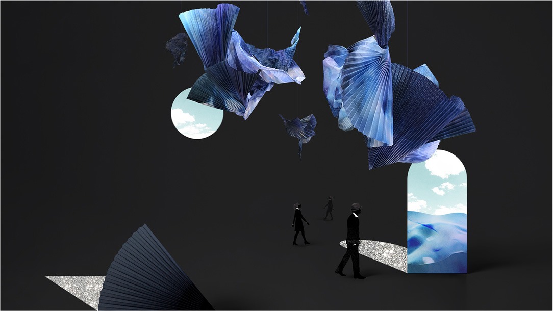 Handcrafted paper folds animated through a graphic collage technique