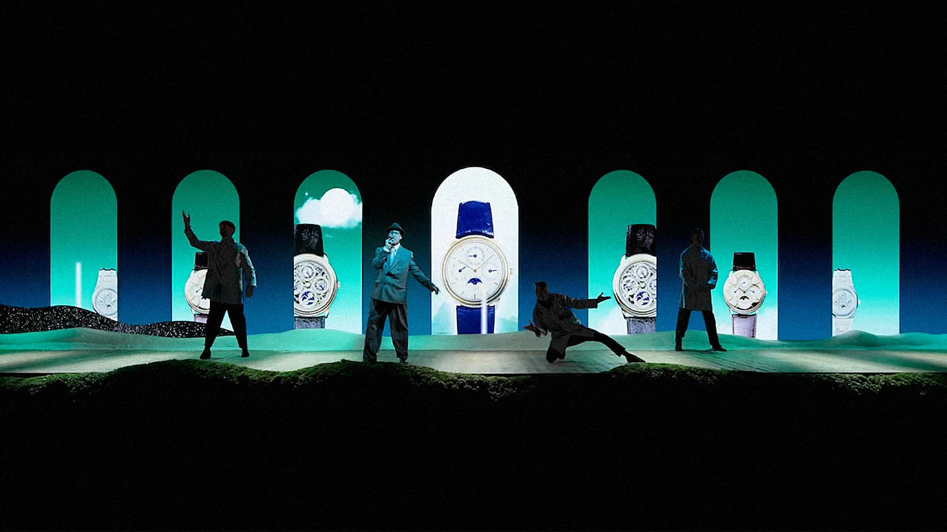 Audemars Piguet Graphic Show Act 4 live visual performance with animated graphic compositions on stage