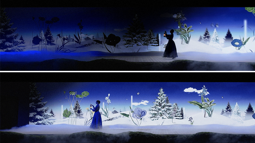 Full stage view of Audemars Piguet Graphic Show live audiovisual performance