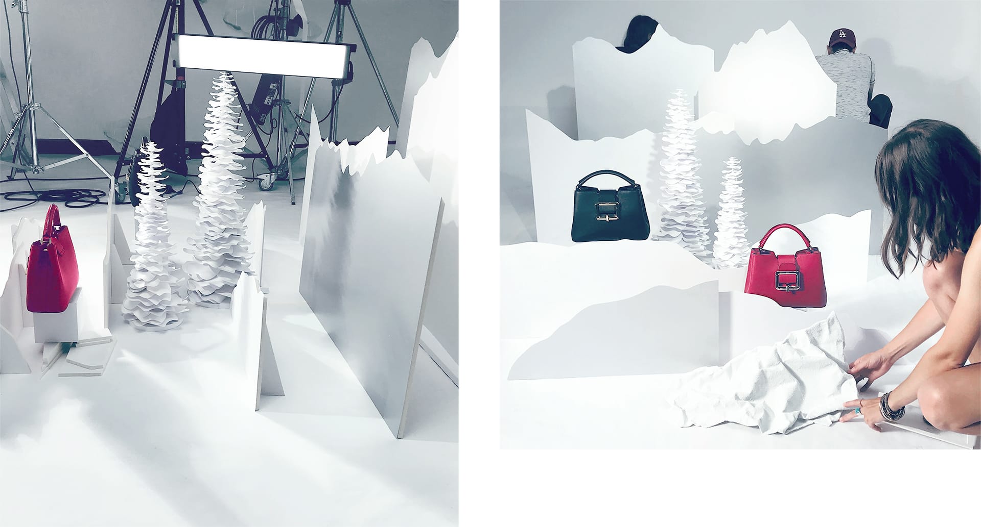 Sculpted paper textures evoking a cold minimalist landscape