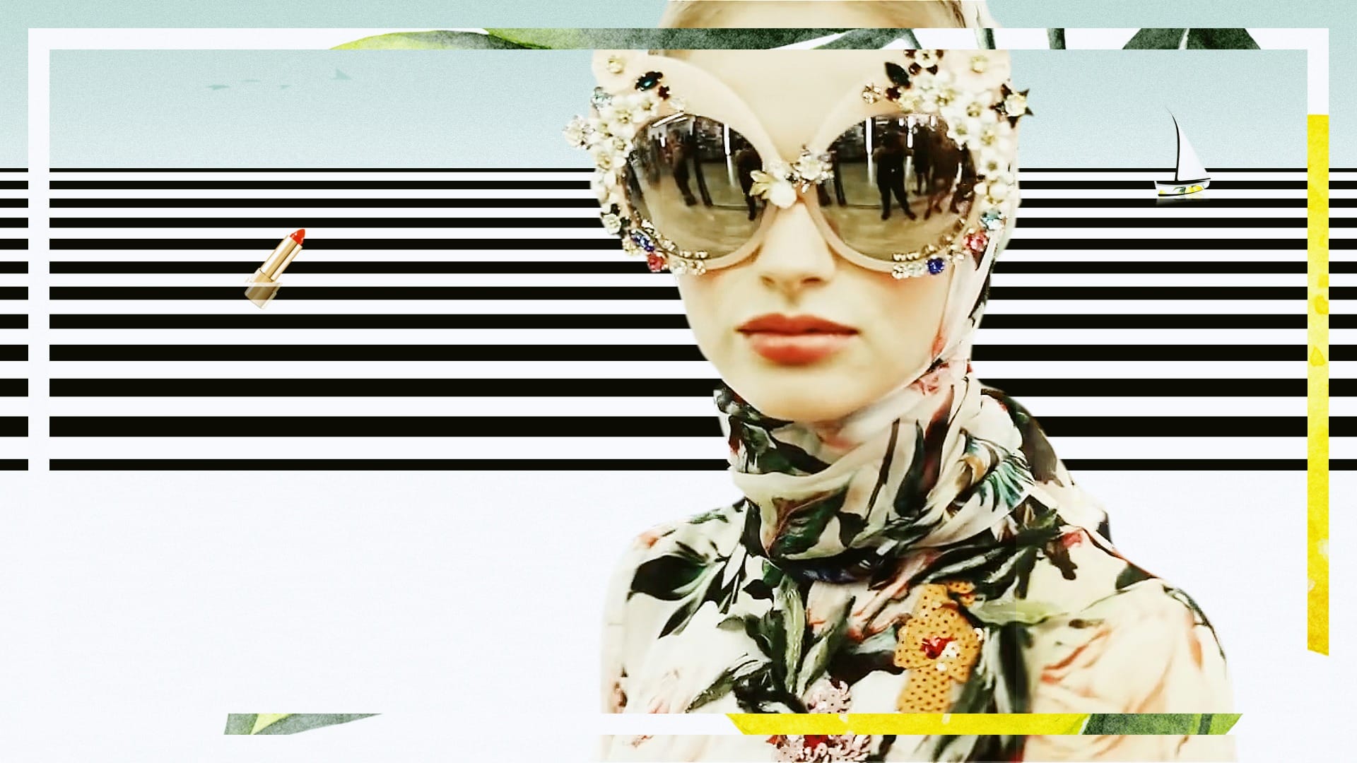 Visual from the Dolce & Gabbana make-up brand film blending couture imagery with the cosmetic collection