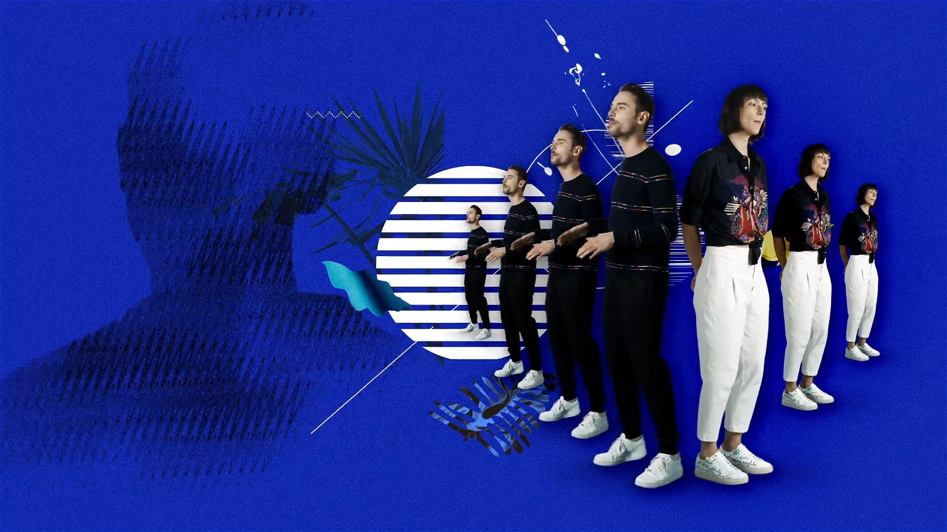 Graphic scene suggesting movement and disorientation from The Foreigner music video