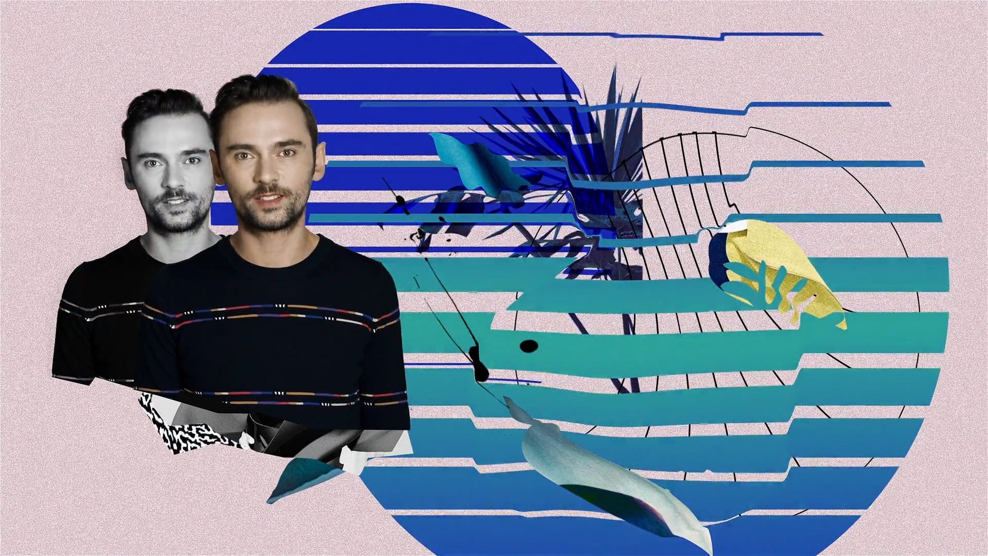 Pop-inspired graphic collage reflecting the themes of exile and otherness