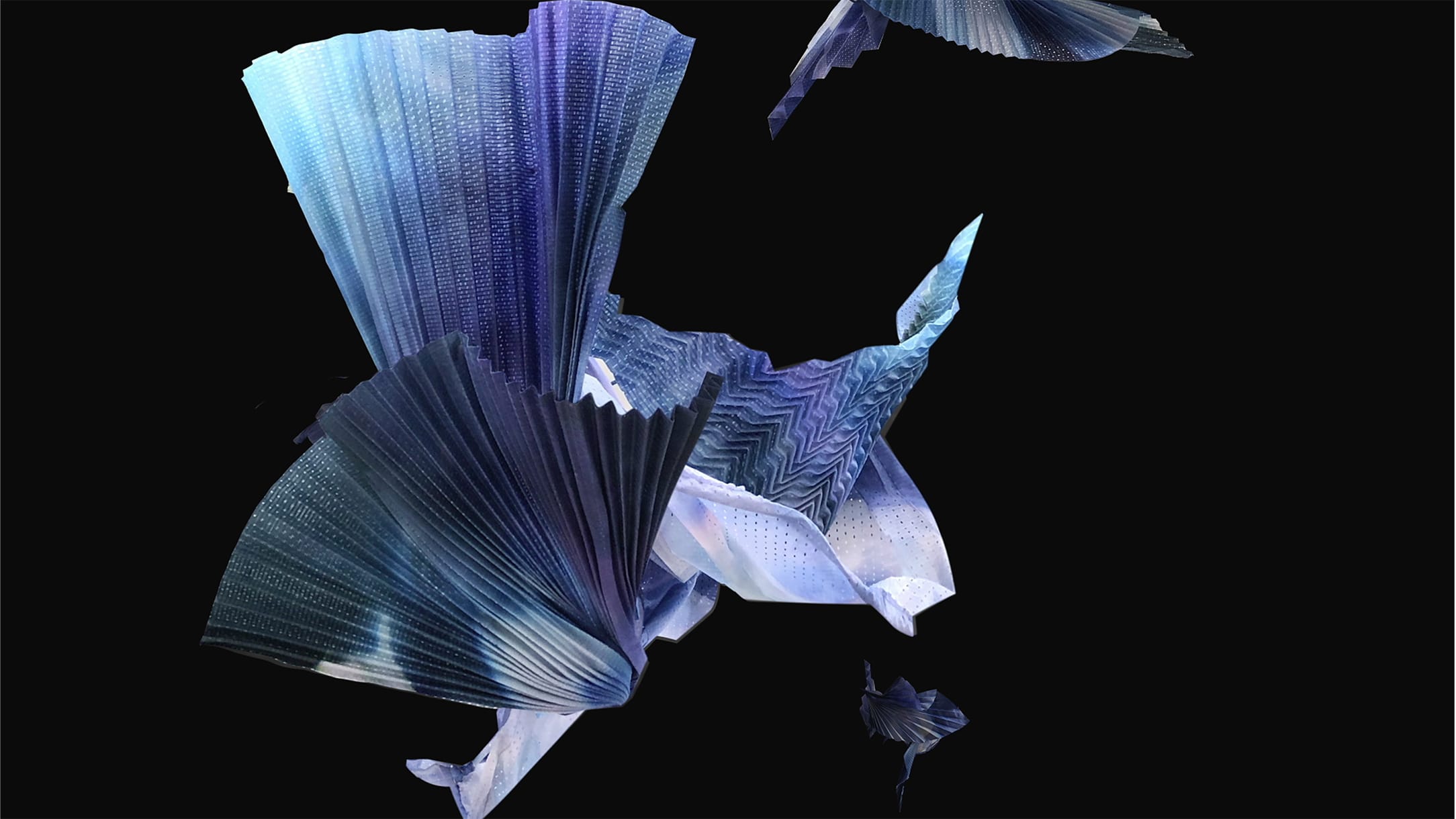 Close up of delicate folded paper textures and shadows