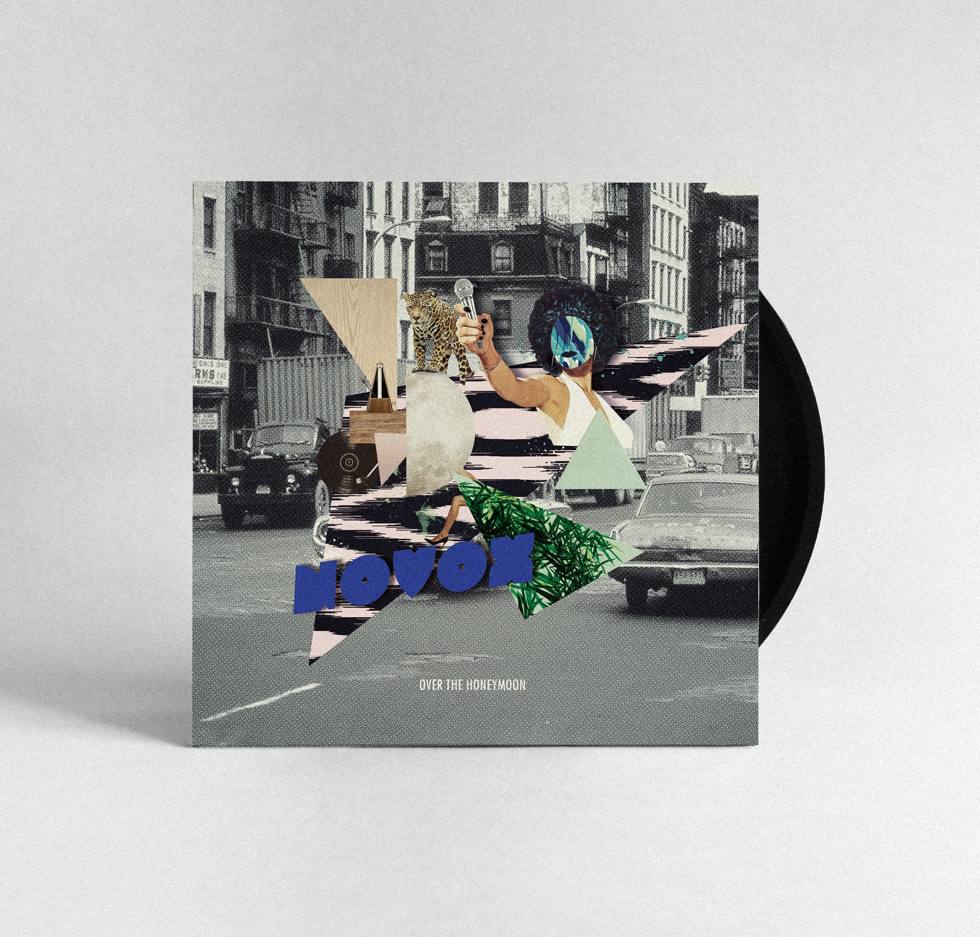 novox album artwork with bold illustration, textured shapes and rhythmic composition