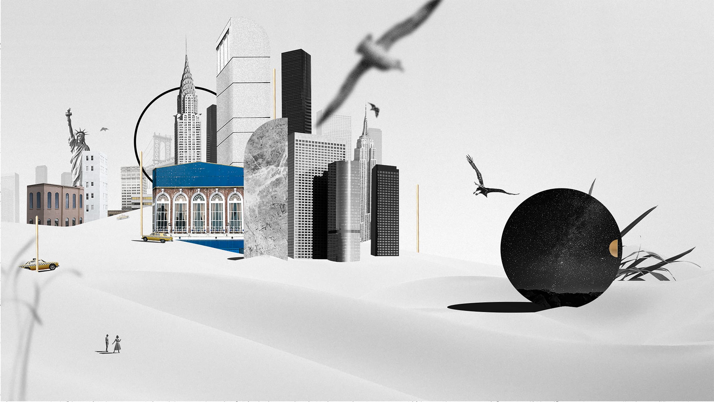 Surreal transition introducing the emergence of a new world in the Pictet film